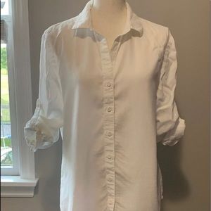 Cloth & Stone white blouse buttons cuff sleeves S